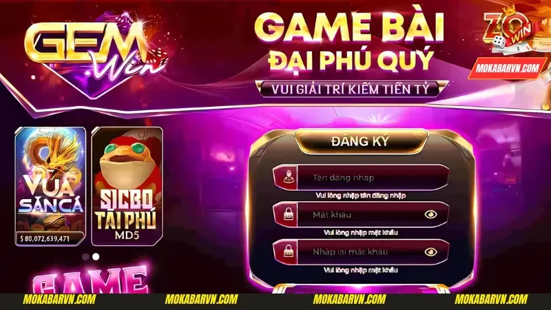 Cổng game Gemwin là một hệ thống đánh bài miễn phí